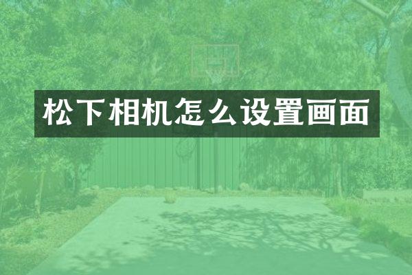 相机怎么设置画面