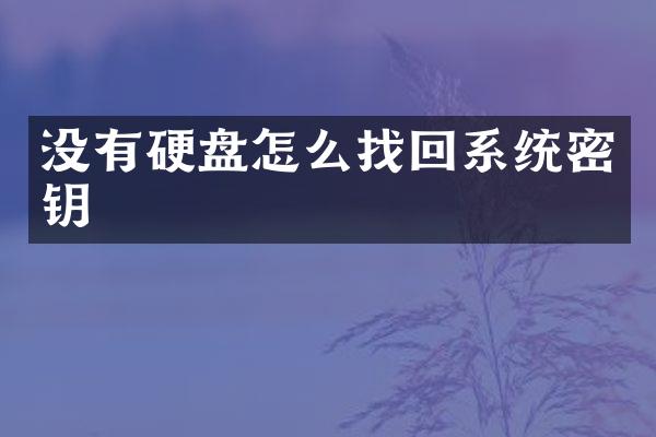 没有硬盘怎么找回系统密钥