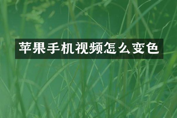 苹果手机视频怎么变色