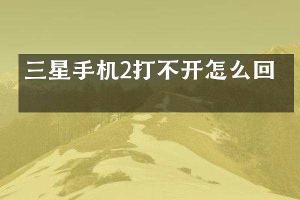 三星手机2打不开怎么回事