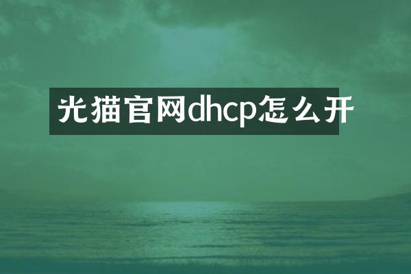 光猫官网dhcp怎么开
