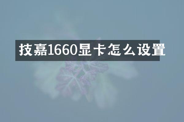 技嘉1660显卡怎么设置