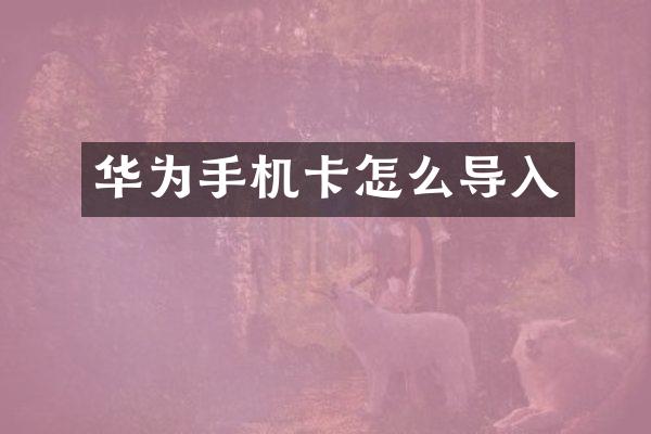华为手机卡怎么导入