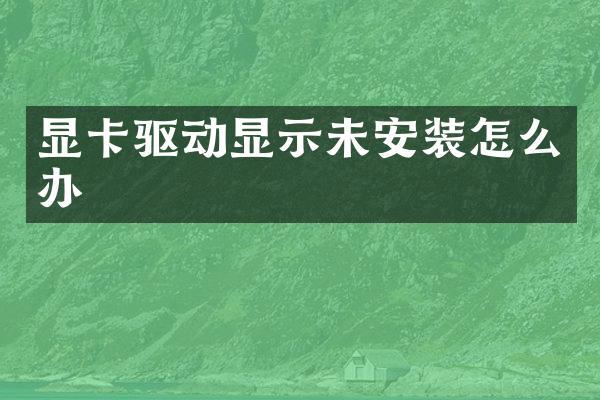 显卡驱动显示未安装怎么办