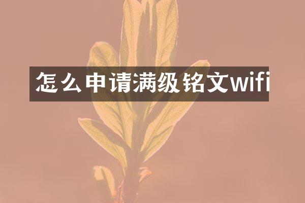 怎么申请满级铭文wifi
