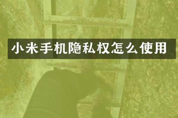 小米手机隐私权怎么使用