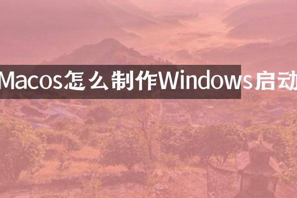 Macos怎么制作Windows启动