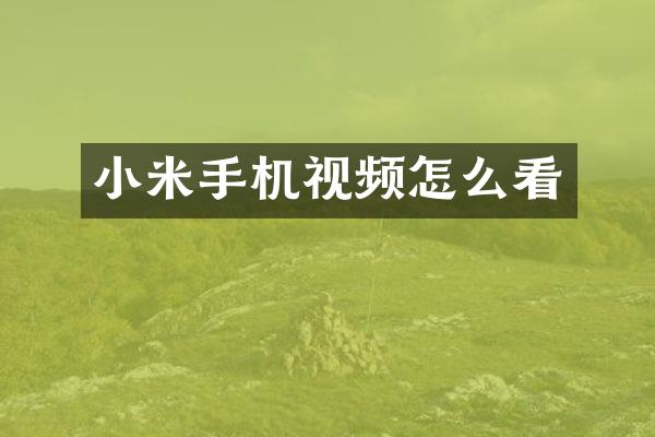 小米手机视频怎么看