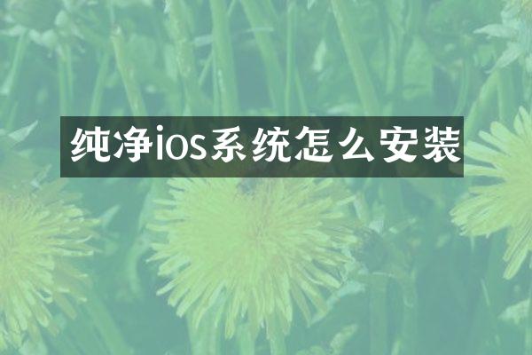 纯净ios系统怎么安装