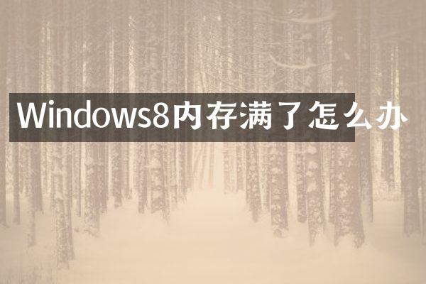 Windows8内存满了怎么办