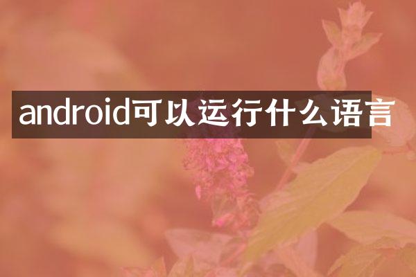 android可以运行什么语言
