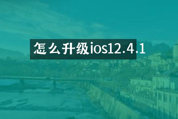 怎么升级ios12.4.1