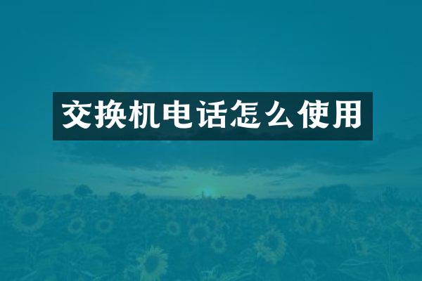 交换机电话怎么使用