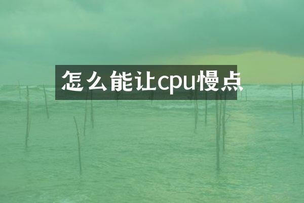 怎么能让cpu慢点