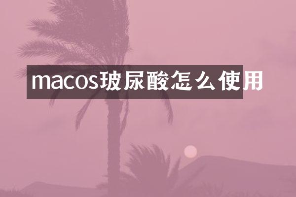 macos玻尿酸怎么使用