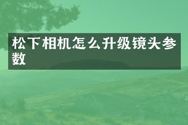 松下相机怎么升级镜头参数