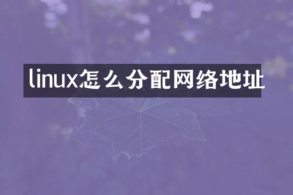 linux怎么分配网络地址