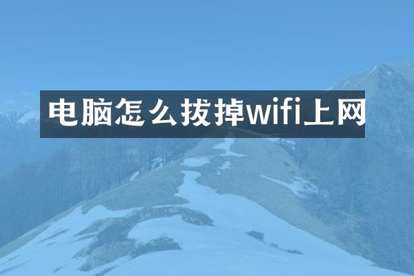电脑怎么拔掉wifi上网