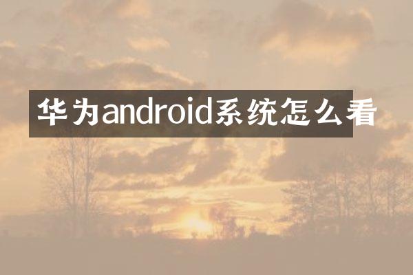 华为android系统怎么看