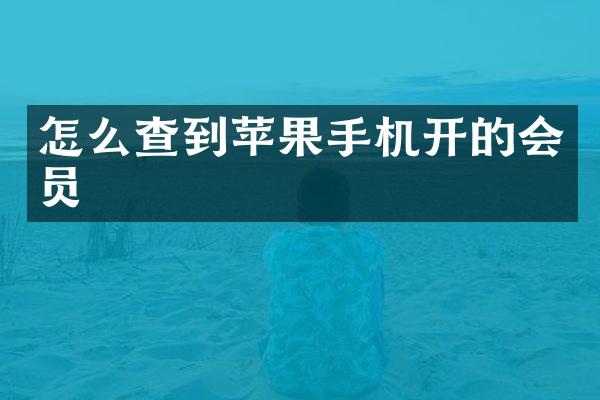 怎么查到苹果手机开的会员