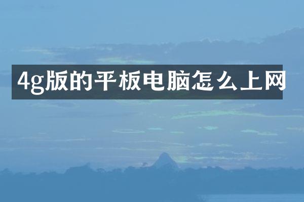 4g版的平板电脑怎么上网