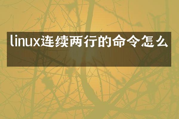 linux连续两行的命令怎么写