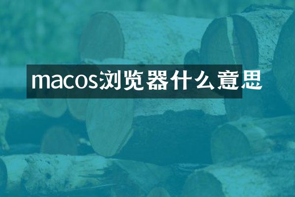 macos浏览器什么意思