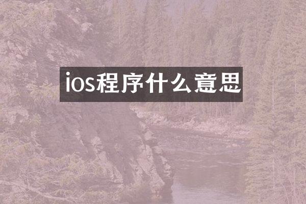 ios程序什么意思