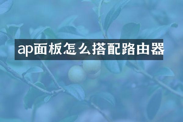 ap面板怎么搭配路由器