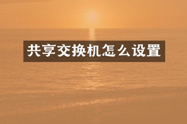共享交换机怎么设置