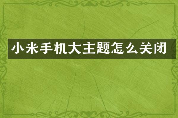 小米手机大主题怎么关闭