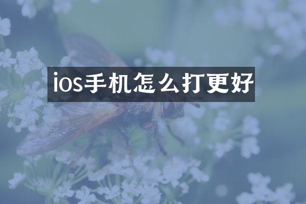 ios手机怎么打更好