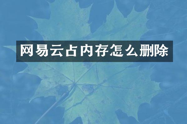网易云占内存怎么删除