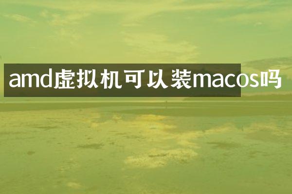 amd虚拟机可以装macos吗