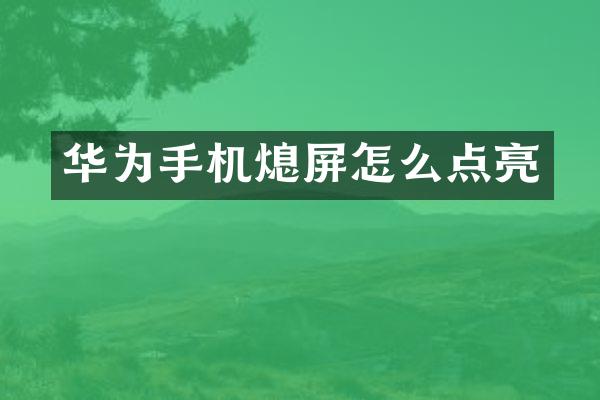 华为手机熄屏怎么点亮