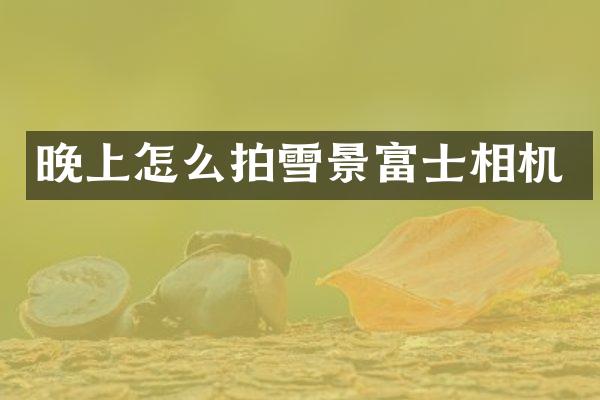 晚上怎么拍雪景富士相机