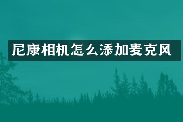 尼康相机怎么添加麦克风
