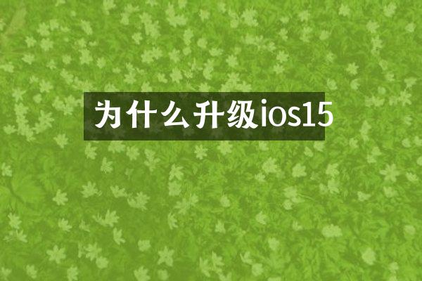 为什么升级ios15