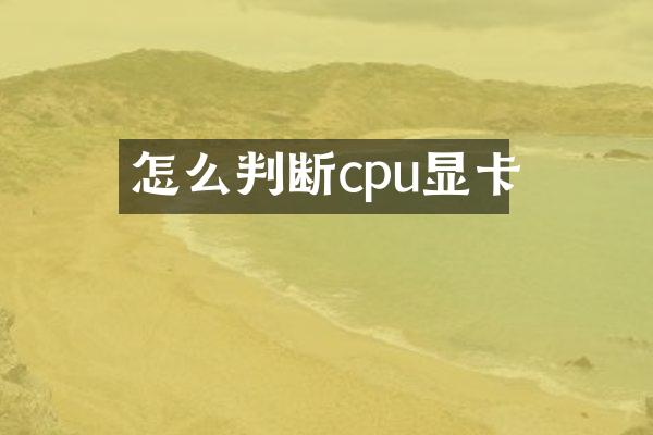 怎么判断cpu显卡