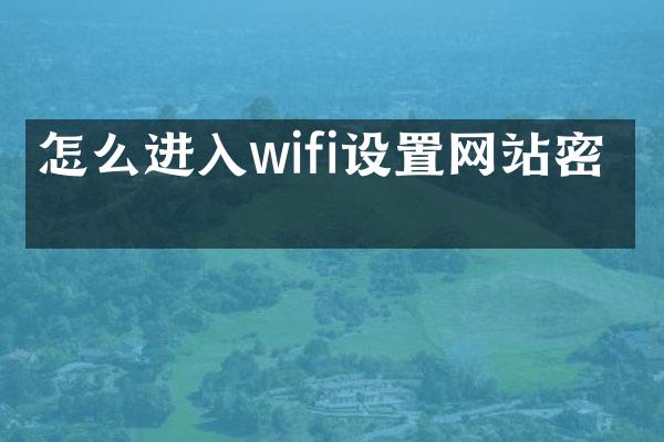 怎么进入wifi设置网站密码