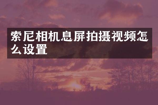 索尼相机息屏拍摄视频怎么设置