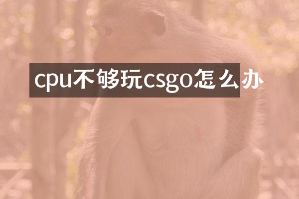 cpu不够玩csgo怎么办