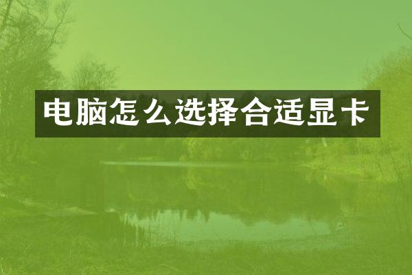 电脑怎么选择合适显卡