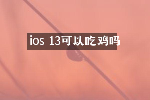 ios 13可以吃鸡吗
