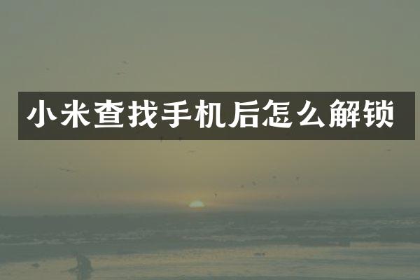 小米查找手机后怎么解锁