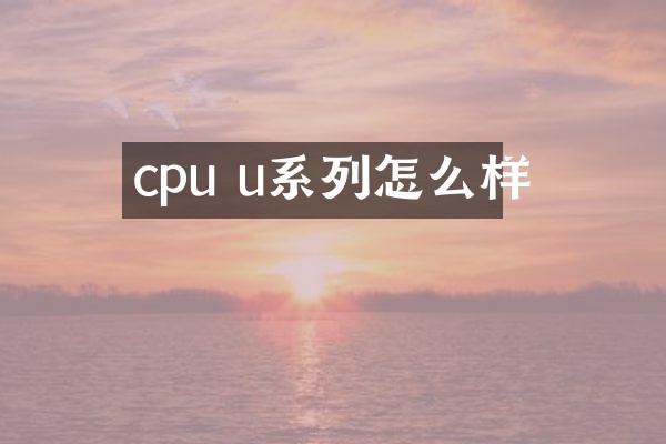 cpu u系列怎么样