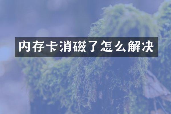 内存卡消磁了怎么解决