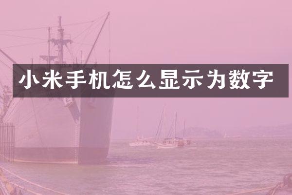 小米手机怎么显示为数字