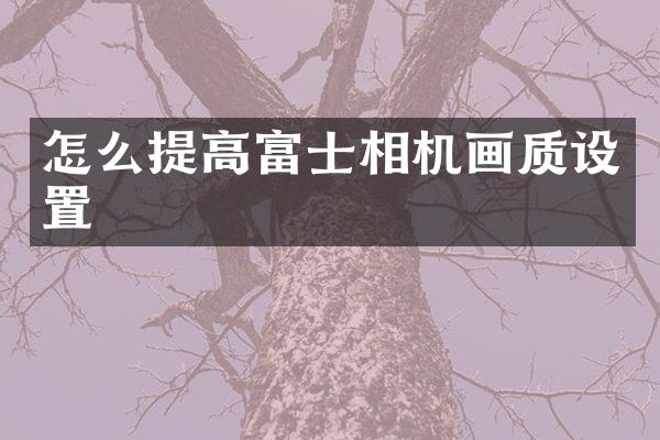 怎么提高富士相机画质设置