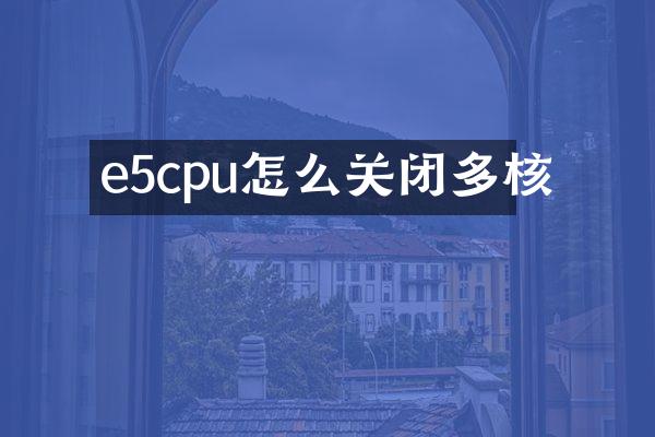e5cpu怎么关闭多核